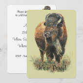 Bison Buffalo Party Nodig uit om aan te passen Kaart (Voorkant / Achterkant)
