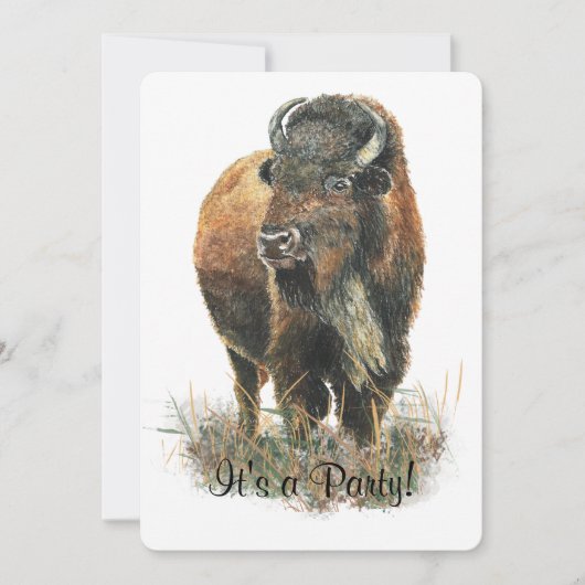 Bison Buffalo Party Nodig uit om aan te passen Kaart (Voorkant)