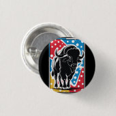 Bison - Buffalo Pop Art Ronde Button 3,2 Cm (Voorkant /achterkant)