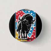 Bison - Buffalo Pop Art Ronde Button 3,2 Cm (Voorkant)