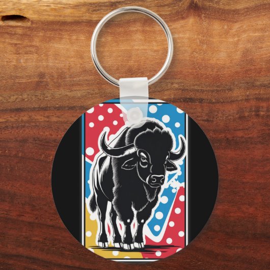 Bison - Buffalo Pop Art Sleutelhanger (Achterkant)