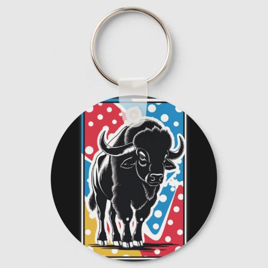 Bison - Buffalo Pop Art Sleutelhanger (Achterkant)