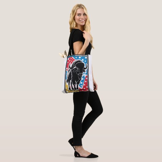 Bison - Buffalo Pop Art Tote Bag (Op model)