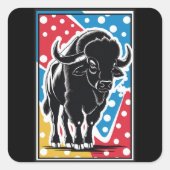 Bison - Buffalo Pop Art Vierkante Sticker (Voorkant)