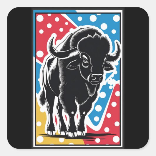 Bison - Buffalo Pop Art Vierkante Sticker (Voorkant)