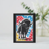 Bison - Buffalo Pop Art Vintage Retro Briefkaart (Staand voorkant)