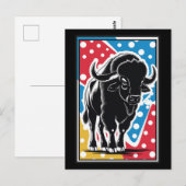 Bison - Buffalo Pop Art Vintage Retro Briefkaart (Voorkant / Achterkant)