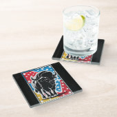 Bison - Buffalo Pop Art Vintage Retro Glazen Onderzetter (Schuin)