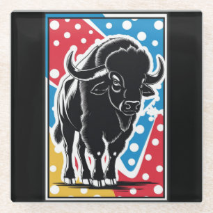 Bison - Buffalo Pop Art Vintage Retro Glazen Onderzetter