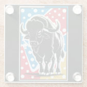 Bison - Buffalo Pop Art Vintage Retro Glazen Onderzetter (Achterkant)