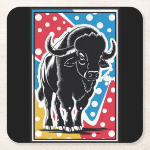 Bison - Buffalo Pop Art Vintage Retro Kartonnen Onderzetters