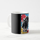 Bison - Buffalo Pop Art Vintage Retro Koffiemok (Voorkant links)