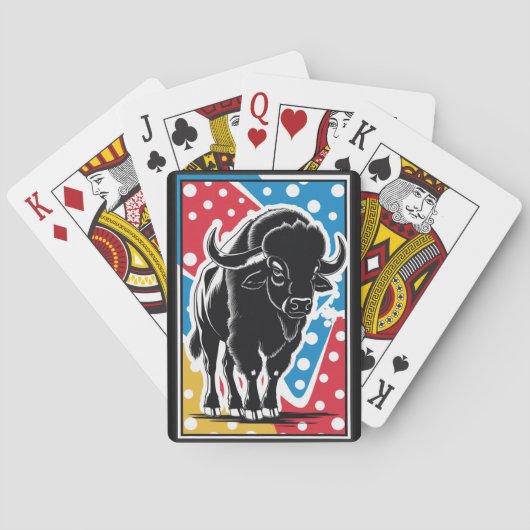 Bison - Buffalo Pop Art Vintage Retro Pokerkaarten (Achterkant)