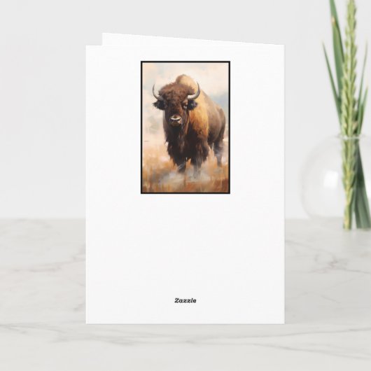 Bison Buffalo Portret Gelukkige Verjaardagsnaam Kaart (Achterkant)