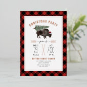 Bison Buffalo Pset kerstboomfeest Folie Uitnodiging (Staand Voorkant)