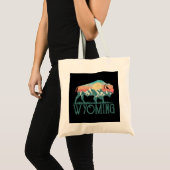 Bison Buffalo Retro Mountains WY Wyoming Long Slee Tote Bag (Voorkant (product))