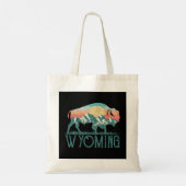 Bison Buffalo Retro Mountains WY Wyoming Long Slee Tote Bag (Achterkant)