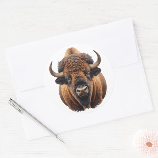 Bison / Buffalo Ronde Sticker (Envelop)