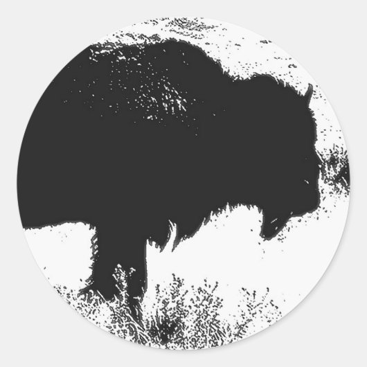 Bison - Buffalo Ronde Sticker (Voorkant)