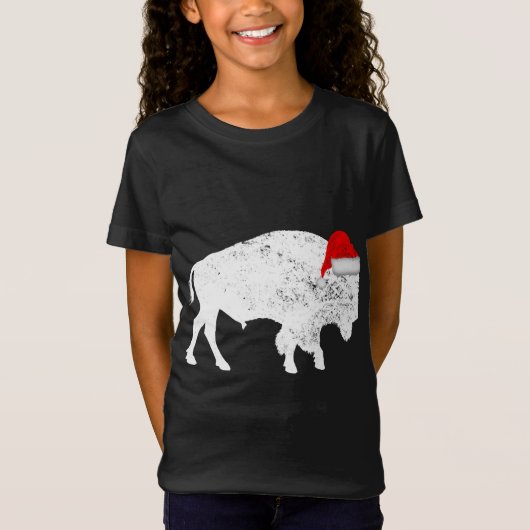 Bison Buffalo Santa Hoed - Kerstpyjama T-shirt (Voorkant)
