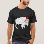 Bison Buffalo Santa Hoed - Kerstpyjama T-shirt (Voorkant)