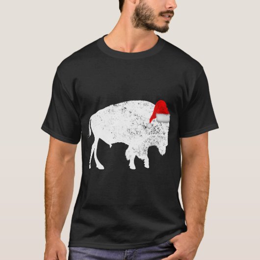 Bison Buffalo Santa Hoed - Kerstpyjama T-shirt (Voorkant)
