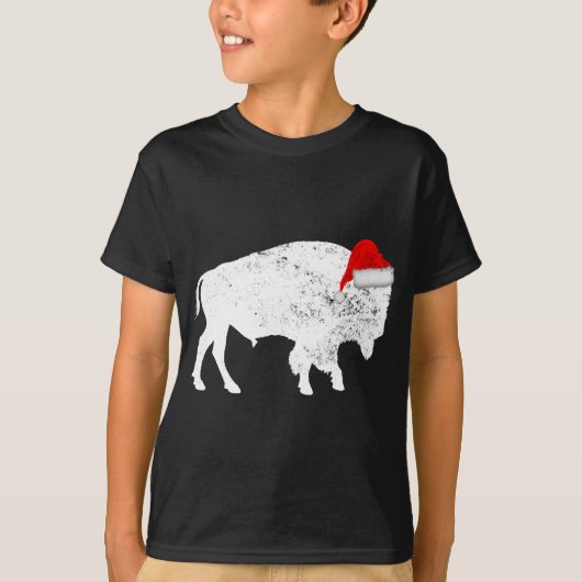 Bison Buffalo Santa Hoed - Kerstpyjama T-shirt (Voorkant)