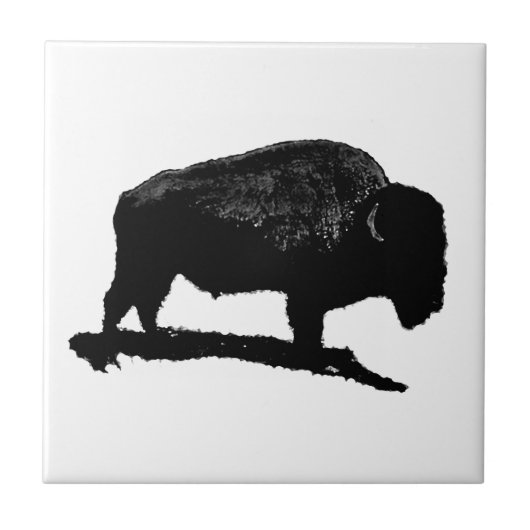 Bison Buffalo Silhouette Tegel Tegeltje (Voorkant)
