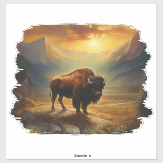 Bison Buffalo Sunset Uitzicht Sticker (Vel)