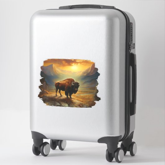 Bison Buffalo Sunset Uitzicht Sticker (Koffer)