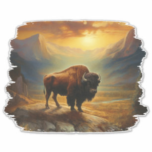 Bison Buffalo Sunset Uitzicht Sticker
