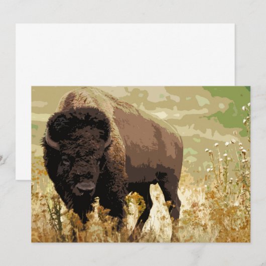 Bison / Buffalo uitnodiging (Voorkant / Achterkant)