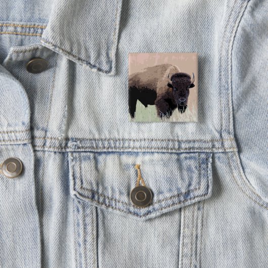 Bison/Buffalo Vierkante Button 5,1 Cm (In situ)