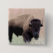 Bison/Buffalo Vierkante Button 5,1 Cm (Voorkant)