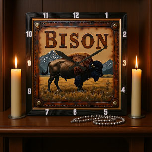 Bison Buffalo Vierkante Klok