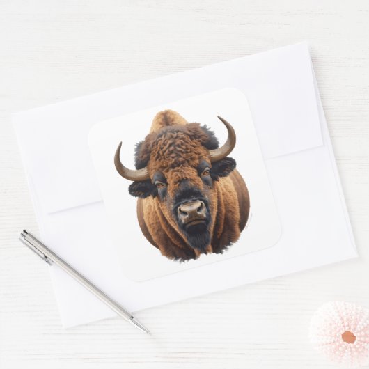 Bison / Buffalo Vierkante Sticker (Envelop)