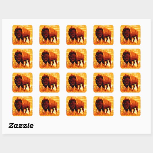 Bison / Buffalo Vierkante Sticker (Vel)