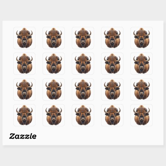 Bison / Buffalo Vierkante Sticker (Vel)