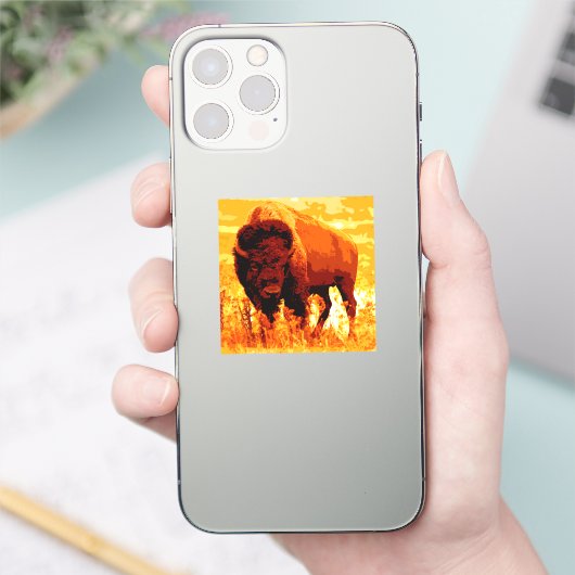 Bison / Buffalo Vierkante Sticker (Telefoon)