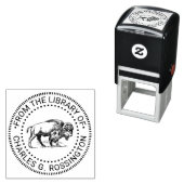 Bison Buffalo Vintage Tekening Bibliotheek Boeknaa Zelfinktende Stempel (In situ)