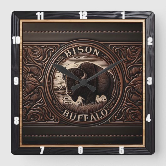 Bison Buffalo voor Buffalo Sunset Vierkante Klok (Voorkant)