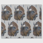 Bison Buffalo Waterverf Animal Natuur Pattern Art Cadeaupapier (Vlak)