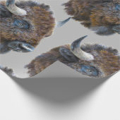 Bison Buffalo Waterverf Animal Natuur Pattern Art Cadeaupapier (Hoek)