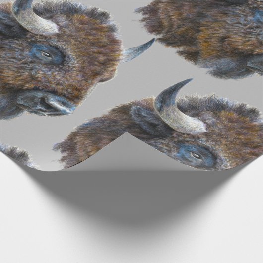 Bison Buffalo Waterverf Animal Natuur Pattern Art Cadeaupapier (Hoek)