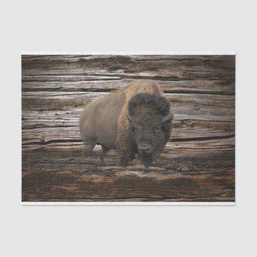 Bison Buffalo Wood Achtergrond Tissuepapier (Voorkant)
