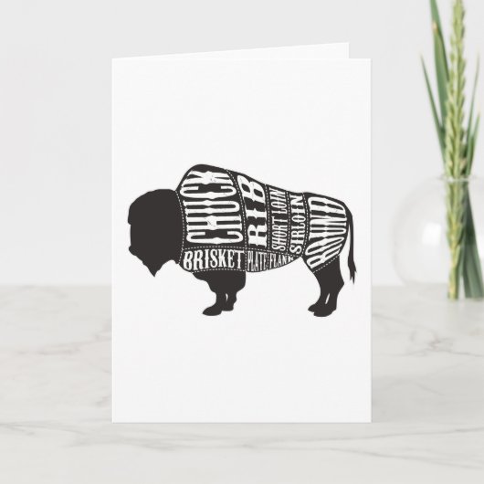 Bison Butcher snijdt stukken vlees af Kaart (Voorkant)