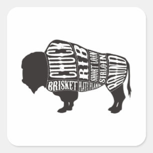 Bison Butcher snijdt stukken vlees af Vierkante Sticker