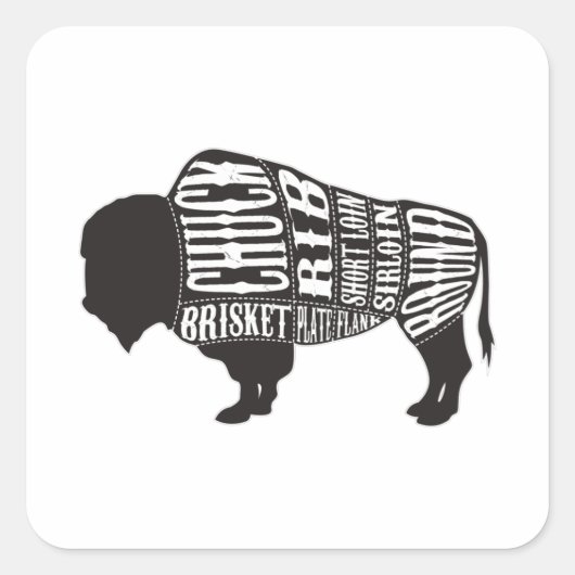 Bison Butcher snijdt stukken vlees af Vierkante Sticker (Voorkant)