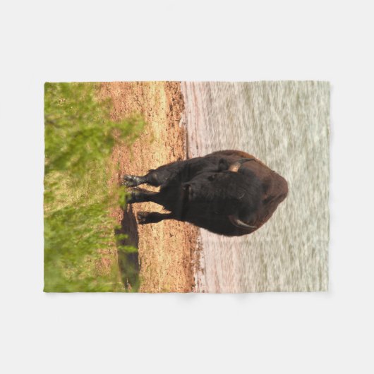Bison By The Water Fleece Deken (Voorkant (Horizontaal))
