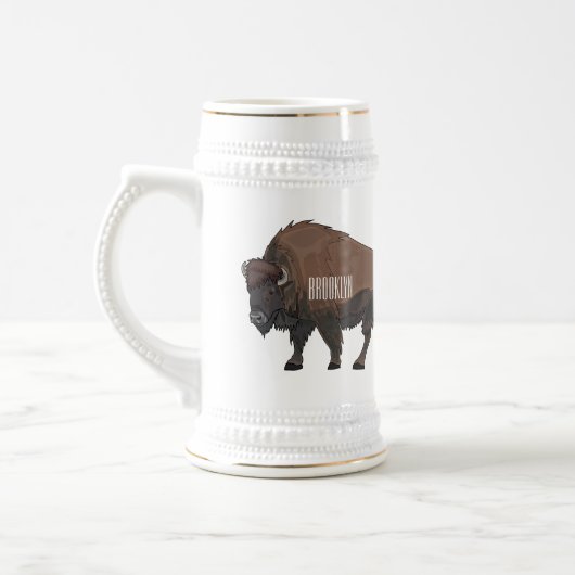 Bison cartoon afbeelding bierpul (Links)